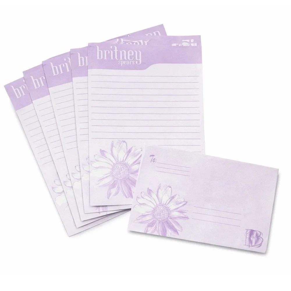 Vintage 2001 Britney Spears Stationery Set‎ Lavender Floral Daisy Y2K Pop Star